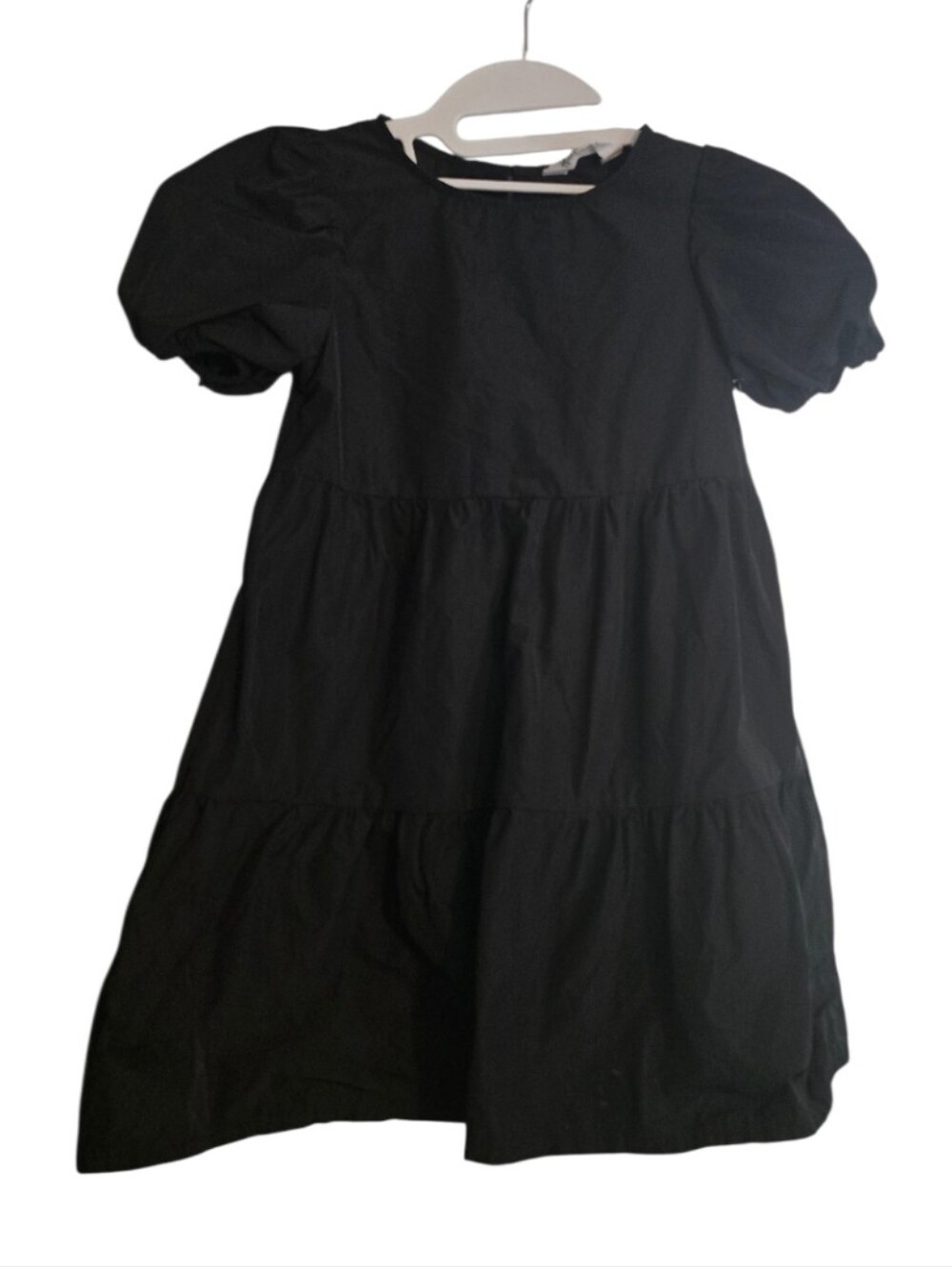 H&M Black Puff Sleeve Tiered Dress for Girls Size 5T In EUC